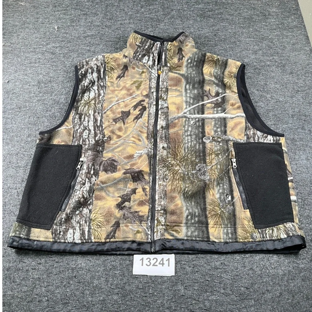Long Leaf Camo Only Nature Does It Better Vest Mens 3XL Green Tree Bark Full Zip